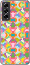 Geschikt voor Samsung Galaxy S21 FE hoesje - Design - Abstract - Kleuren - Retro - Siliconen Telefoonhoesje