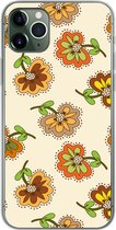 Geschikt voor iPhone 11 Pro Max hoesje - Design - Bloemen - Retro - Vintage - Siliconen Telefoonhoesje