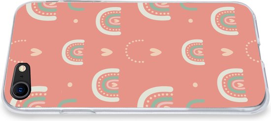 Coque iPhone 8 - Filles - Arc-en-ciel - Hartjes - Motifs - Coque de téléphone en Siliconen -