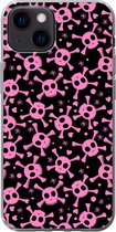 Geschikt voor iPhone 13 mini hoesje - Meisje - Piraten - Roze - Patronen - Girl - Kind - Kinderen - Siliconen Telefoonhoesje