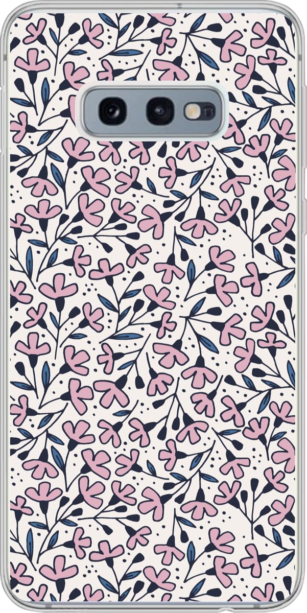Telefoonhoesje Geschikt voor Samsung Galaxy S10e hoesje - Meiden - Bloemen - Roze - Patronen - Girl - Kids - Kinderen - Meisjes - Siliconen Telefoonhoesje Telefoonhoesje