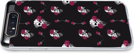 Telefoonhoesje Geschikt voor Samsung Galaxy A80 hoesje - Meiden - Skull - Rozen - Patronen - Girl - Kids - Kinderen - Meisje - Siliconen Telefoonhoesje Telefoonhoesje