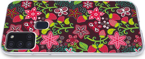 Coque Samsung Galaxy A21s - Filles - Fruits - Fleurs - Motifs - Coque de téléphone en Siliconen -
