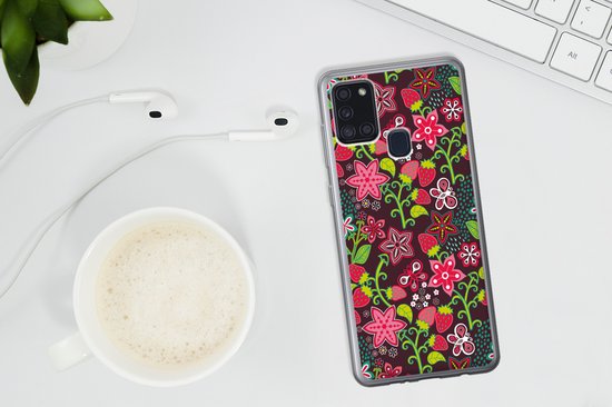 Coque Samsung Galaxy A21s - Filles - Fruits - Fleurs - Motifs - Coque de téléphone en Siliconen -