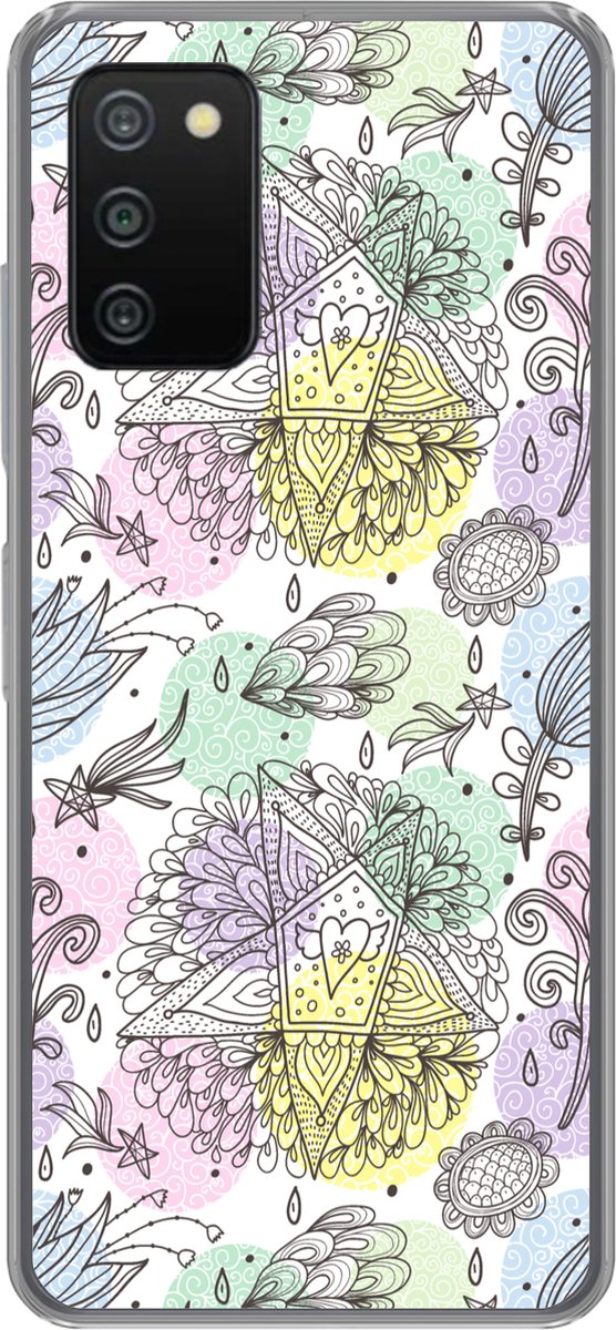 Telefoonhoesje Geschikt voor Samsung Galaxy A03s hoesje - Meiden - Bloemen - Sterretjes - Patronen - Girl - Kids - Kinderen - Siliconen Telefoonhoesje Telefoonhoesje