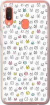 Geschikt voor Samsung Galaxy A20e hoesje - Meisje - Kat - Huisdieren - Patronen - Girl - Kids - Kinderen - Siliconen Telefoonhoesje