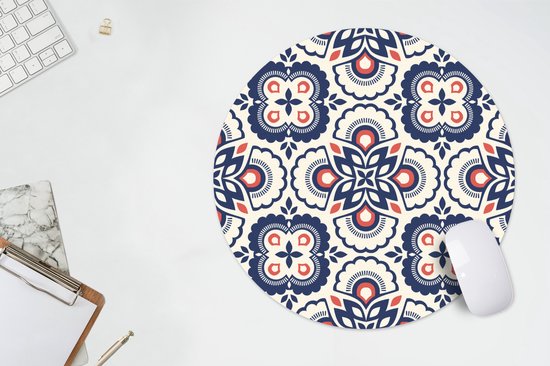 Muismat rond 50x50 cm - Mousepad Bloemen - Retro - Design - Ronde muismatten