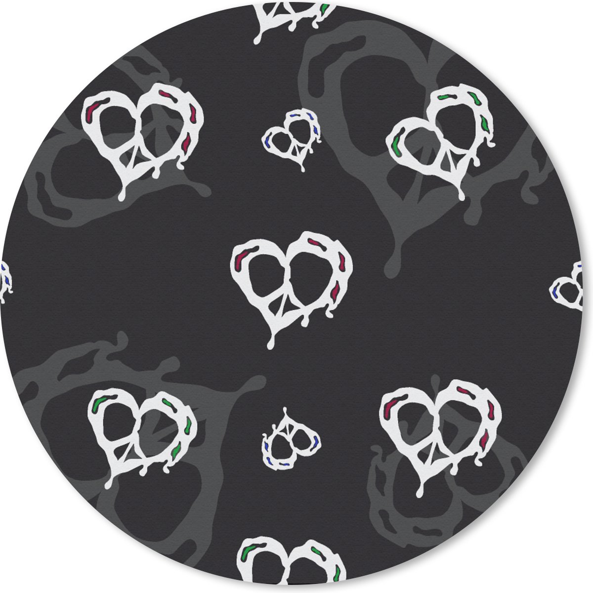 Muismat rond 50x50 cm - Mousepad Patronen - Hart - Schedel - Ronde muismatten