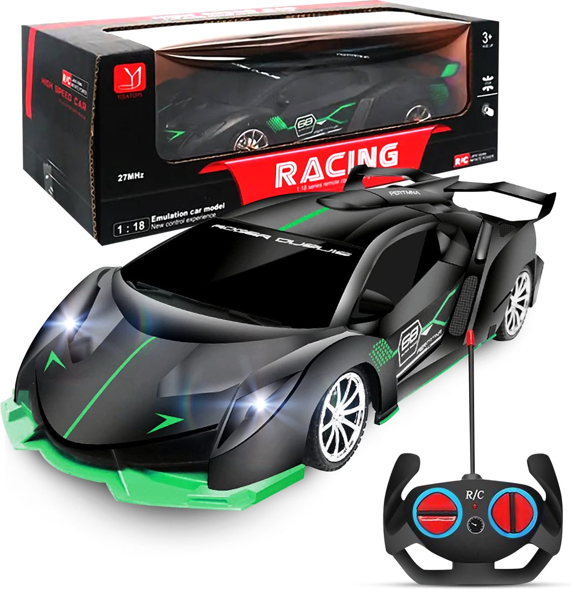 Jotechs - RC Auto - Racing Toy Car Vert - RC Auto - Convient aux Enfants à  partir de 3... | bol.com