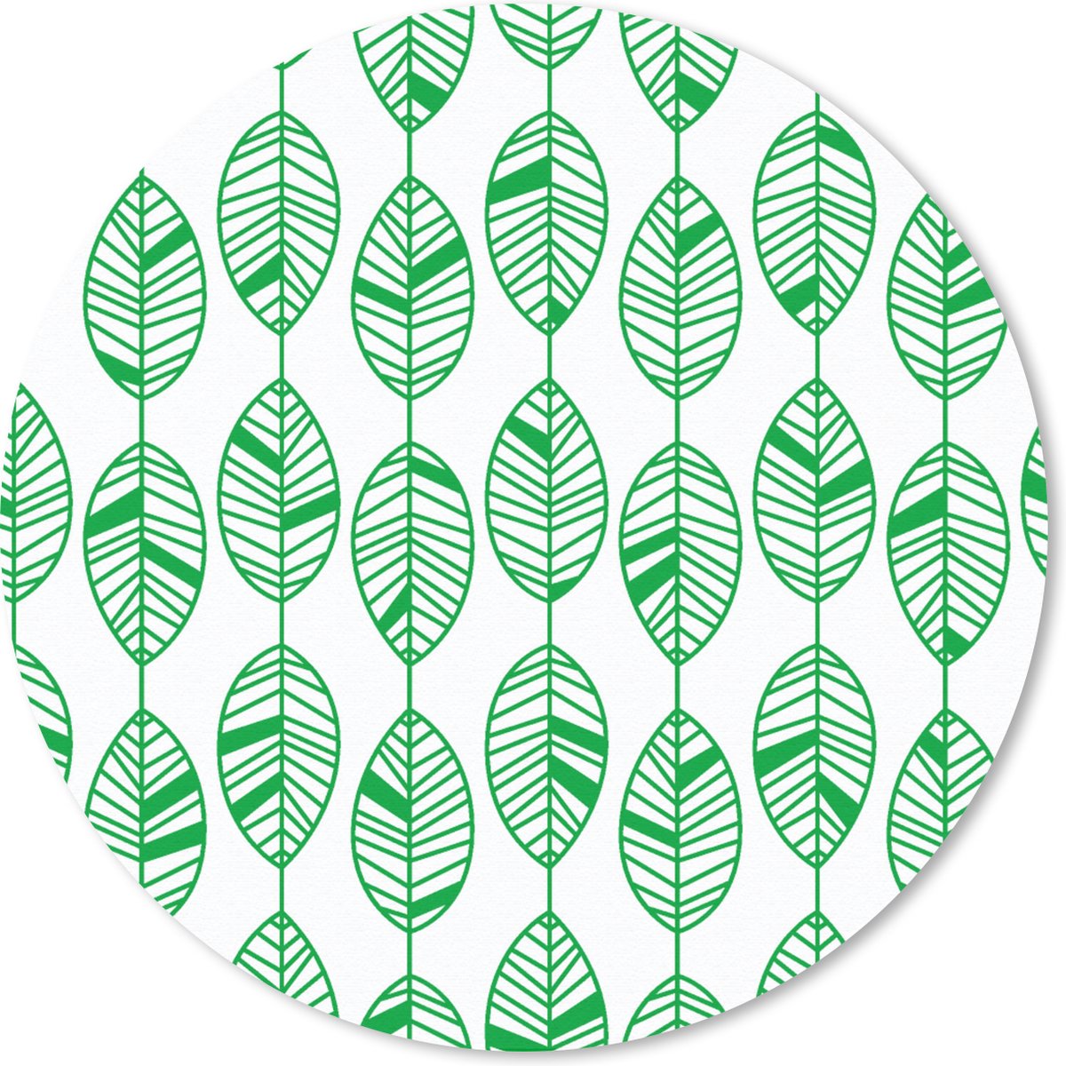 Muismat rond 40x40 cm - Mousepad Patroon - Blad - Groen - Ronde muismatten
