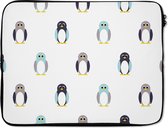 Laptophoes 17 inch - Design - Dieren - Pinguïn - Laptop sleeve - Binnenmaat 42,5x30 cm - Zwarte achterkant