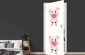 Deursticker zes biggetjes - 95x235 cm - Deurposter
