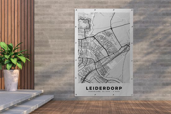Décoration murale Carte - Leiderdorp - Carte - Plan de ville - 120x180 cm - Poster jardin - Toile jardin - Poster extérieur