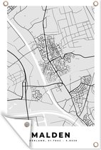 Tuindecoratie Malden - Plattegrond - Stadskaart - Kaart - Nederland - Zwart Wit - 40x60 cm - Tuinposter - Tuindoek - Buitenposter