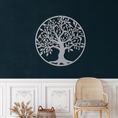 Wanddecoratie |Family Tree decor | Metal - Wall Art | Muurdecoratie | Woonkamer |Zilver| 60x60cm