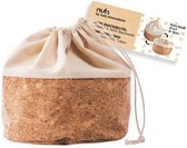 broodzak met koord 12 cm kurk/katoen beige