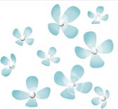3D-muurstickers Flower PVC blauw 18-delig