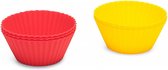 bakvorm cupcake 14 x 4 cm siliconen rood/geel 6-delig