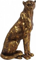 beeld luipaard Felixia 36 x 15 cm polysteen goud