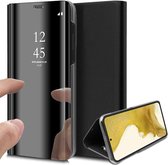 Hoesje geschikt voor Samsung Galaxy S22 Plus - Book Case Spiegel Wallet Cover Hoes Zwart