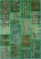 KARUN VINTAGE GROEN VLOERKLEED PATCHWORK HANDGEWEVEN