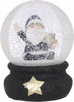 waterbal Kerstman 12 cm glas/keramiek zwart/wit