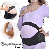 Kangka 3in 1 Buikband - Zwangerschapsband - Verstelbaar Buikband - Buikband voor Zwangere Vrouwen - Maat M - Bekkenband voor Ondersteuning tegen rugklachten en striae - Zwangerschapscadeau - Zwart