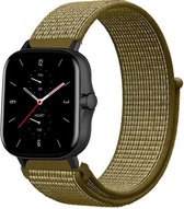 Nylon Smartwatch bandje - Geschikt voor  Amazfit GTS 2 nylon band - olijf - Strap-it Horlogeband / Polsband / Armband