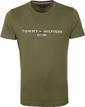 Tommy Hilfiger - Logo T-shirt Donkergroen - M - Modern-fit