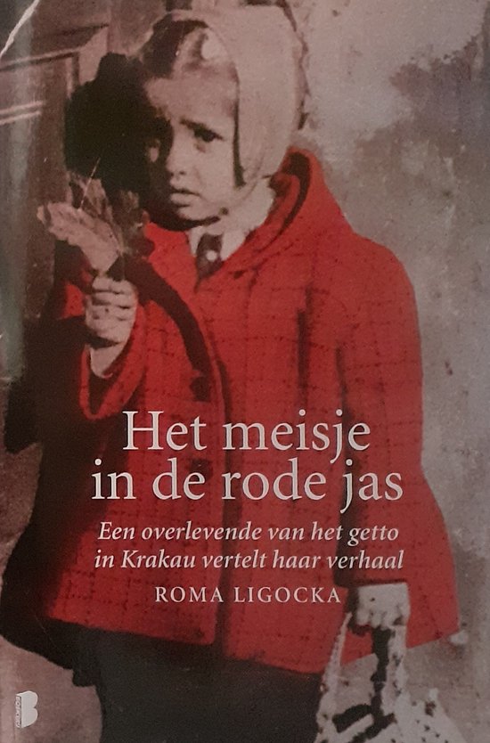 Een meisje met een rood jasje en een hoofddeksel, met 'Het meisje in de rode jas' erop.
