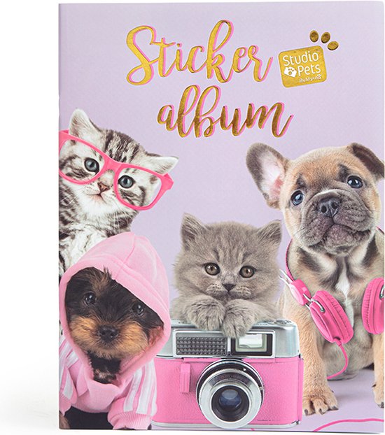 Foto: Studio pets stickeralbum dieren 21 senario s 4 grote stickervellen lila