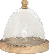 Clayre & Eef Stolp Ø 22*23 cm Transparant Glas, Hout Glazen stolp