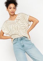 LOLALIZA T-shirt met zebraprint - Licht Groen - Maat XL