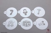 Bak het zelf Stencil - Geboorte stencils set/6 - marsepein-fondant-taarten-hobby