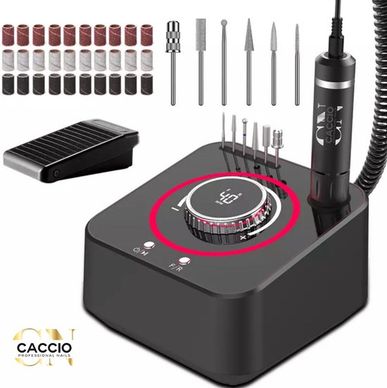 Foto: Caccio zwart electrische nagelfrees 40 000rpm electrische nagelvijl set nagelvijl electrisch licht gewicht techno incl 6nagelbitjes 36 schuurrolletjes manicure en pedicure voeten en handen vijl acrylnagels gelnagels nepnagels manicure pedicure set