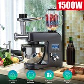 voedselblender - 1500W keukenmixer - roestvrijstalen kom - 8-snelheden - room-eiergarde - cakedeegkneder - broodbakmachine