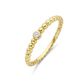 New Bling 9NB-0761-50 Zilveren Ring - Dames - Bolletjes - Zirkonia - 2.7 mm Doorsnee - Maat 50 - Zilver - Gold Plated (Verguld/Goud op Zilver)