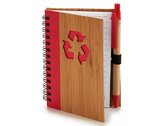 notitieboek 13 x 10 cm bamboe bruin/rood 2-delig