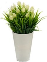 kunstplant Visgraat 10 x 22 cm wit/groen