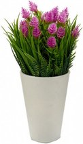 kunstplant Visgraat 10 x 22 cm wit/groen/paars