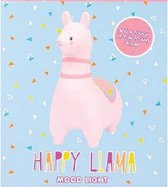 decoratielamp Happy lama 19 x 15 cm roze