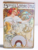 Alphonse Alfons Mucha Lefèvre-Utile Reclame Koekjes Art Nouveau Jugendstil Metalen Wandbord Poster