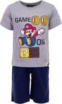Kinderpyjama - Shortama - Super Mario - Grijs/Marineblauw - Maat 6 jaar (116 cm)