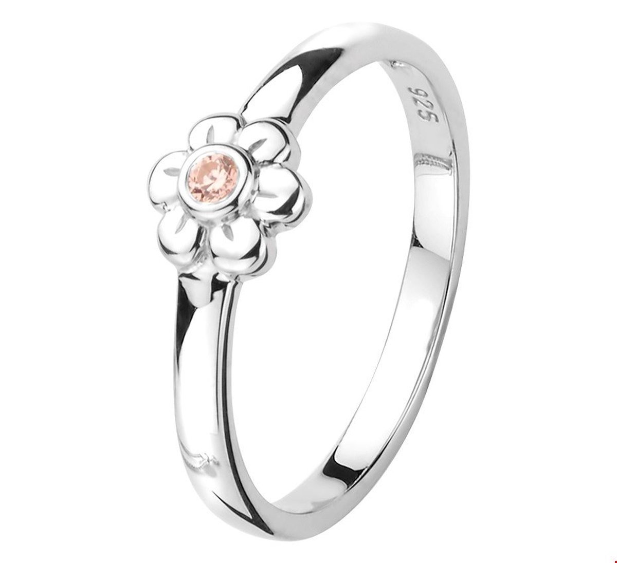 Zilver Gerhodineerde Kinderring bloem zirkonia 1330236 15.50 mm (49)