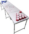 Afbeelding van het spelletje BeerCup Backspin Beer Pong tafelset White DIY - Beerpong tafel  244 x 76 x 61 cm - inklapbaar - 100 x party bekers