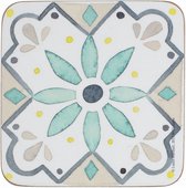 onderzetters Tile 10,5 cm kurk groen 6 stuks