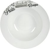 pastabord 30 x 7 cm porselein wit/zwart