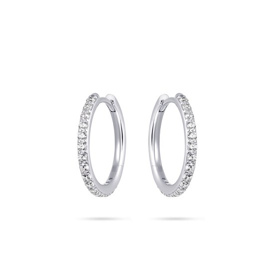 Foto: Gisser jewels oorringen vwkck2 20 14k witgoud met zirconia stenen 2mm dik 20 mm diameter