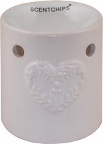 waxbrander Hart 12 x 14 cm keramiek wit