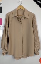 Blouse, beige, plissé mouwen, One size